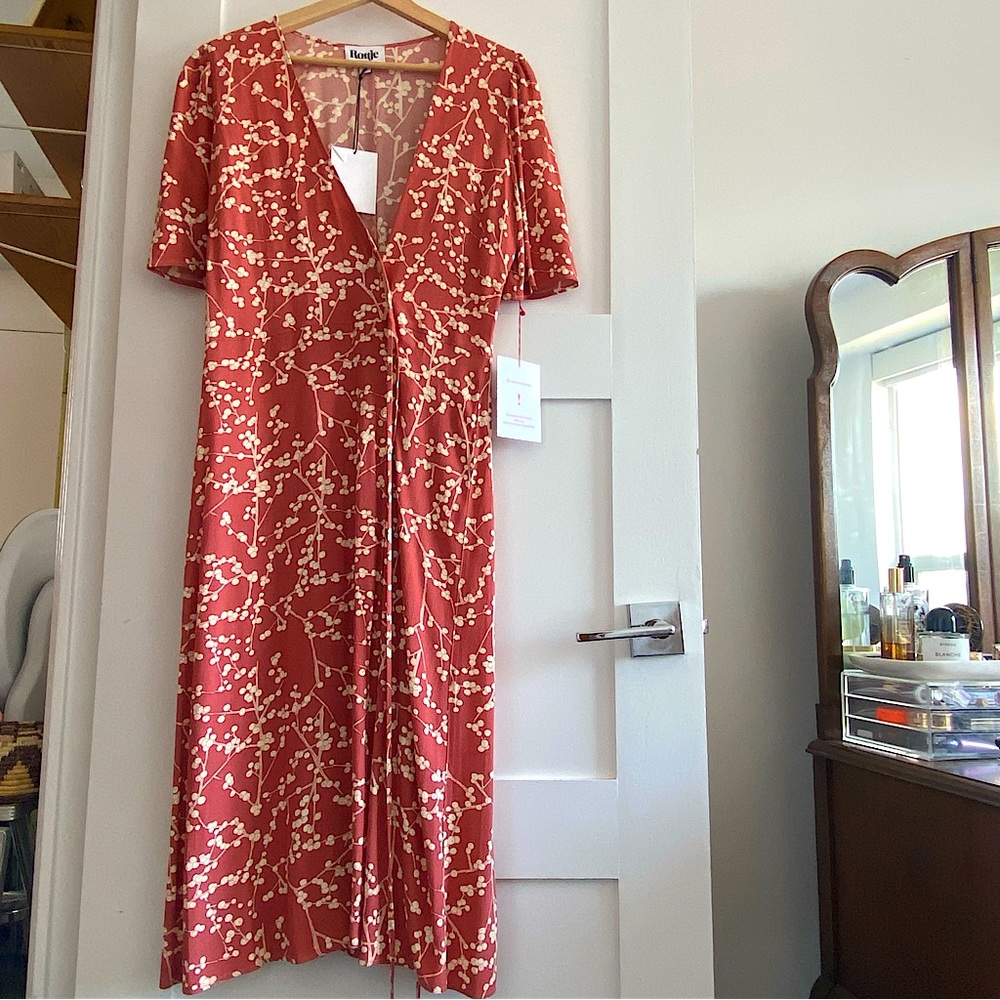 Rouje Margot Robbie Gabin dress 🌸 Sakura print rare nwt Barbiecore floral wrap